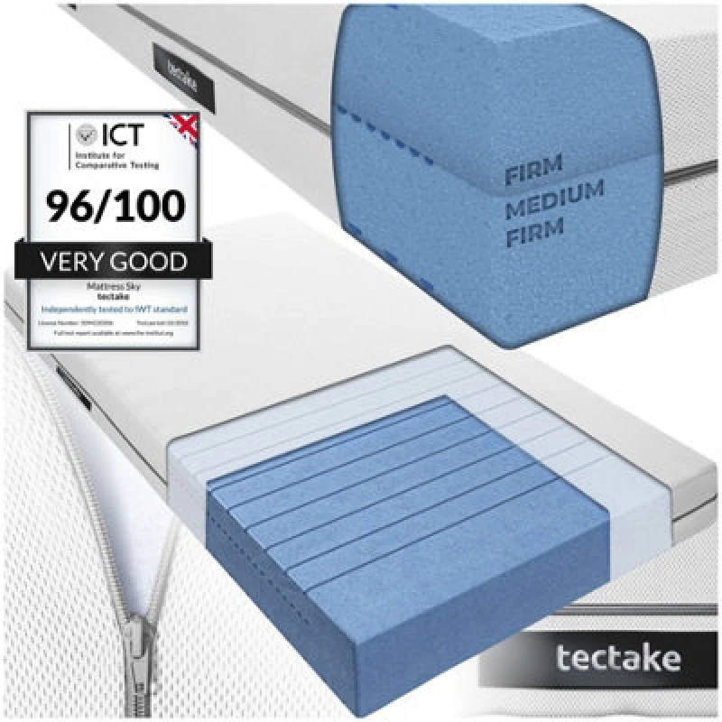 Image of Tectake 2-In-1 Mattress Sky - 2 Firmness Levels, 3D Mesh Surface - 100 X 190 Cm