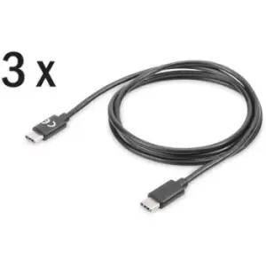 Image of Digitus USB cable USB 2.0 USB-C plug, USB-C plug 1m Black Shielded AK-880908-010-S