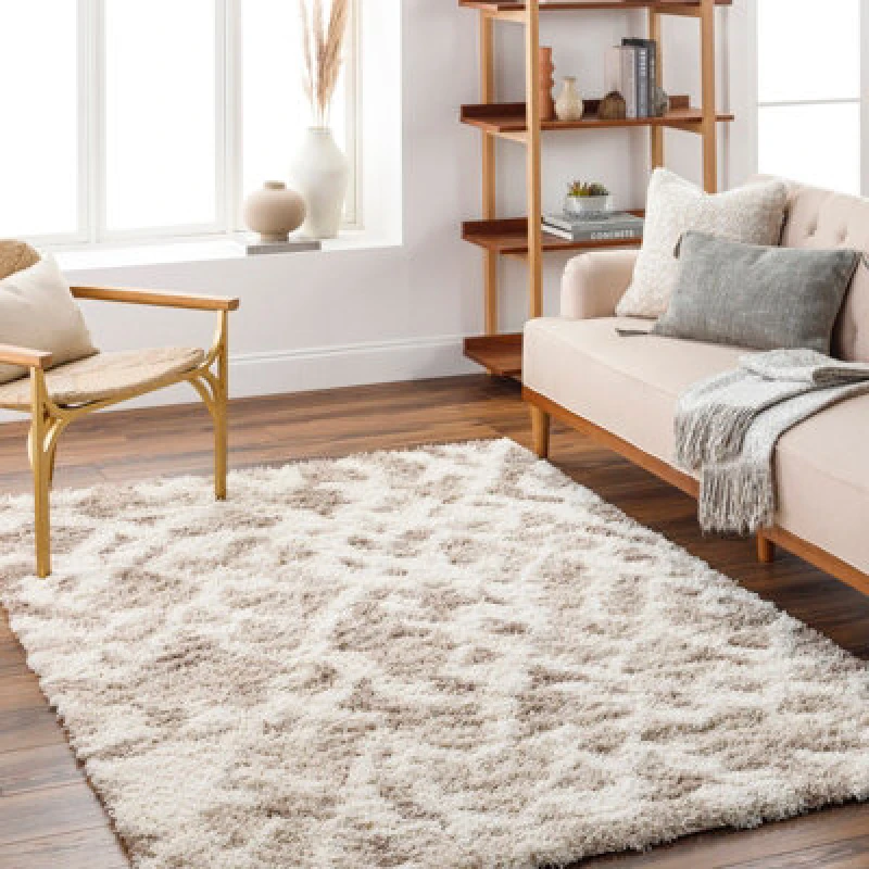 Image of Livabliss Shaggy Modern Plush Pile Beige Paula Area Rug 160 X 220 Cm - Easy Care, Non Shedding, Ideal For Living Room & Bedroom