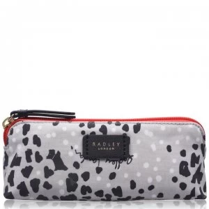 Image of Radley Leopard Oilskin Small Zip Top Pouch - ALUMINIUM