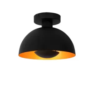 Image of Siemon Modern Flush Ceiling Light - Ø25cm - 1xE27 - Black