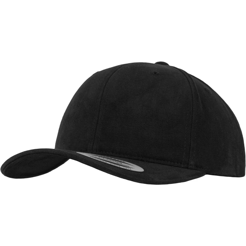 Image of Flexfit by Yupoong Brushed Twill Mid-Profile Cap in Black Unisex One Size