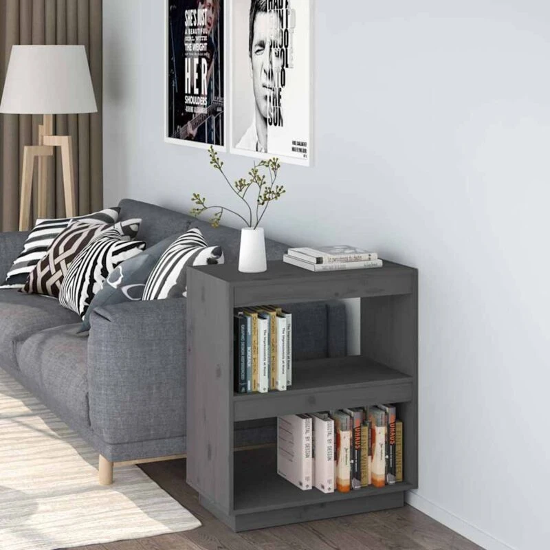 Image of VIDAXL Book Cabinet Grey 60x35x71cm Solid Wood Pine Vidaxl 8720286815922