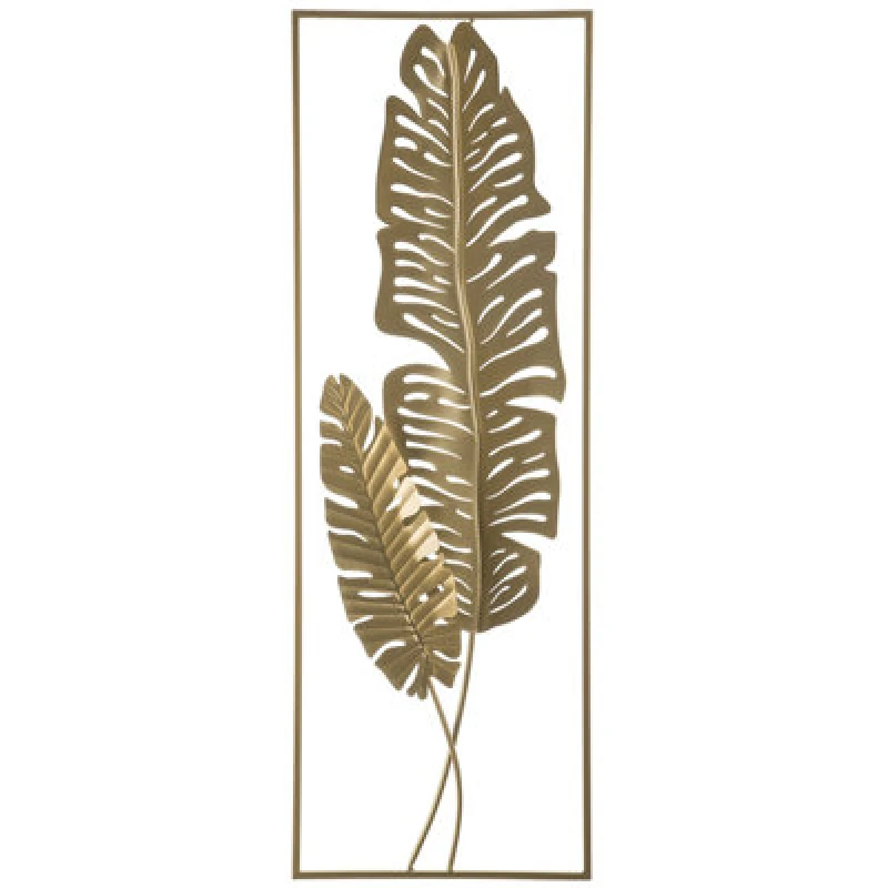 Image of Beliani Wall Decor Leaf Palladium Metal 90 Cm Gold