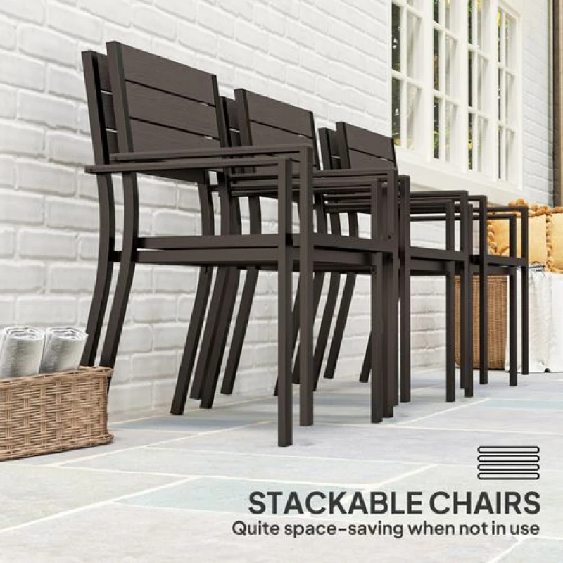 Image of Outsunny 7 Piece Garden Furniture Set with Table and 6 Stackable Chairs TJ Hughes 5063603206335