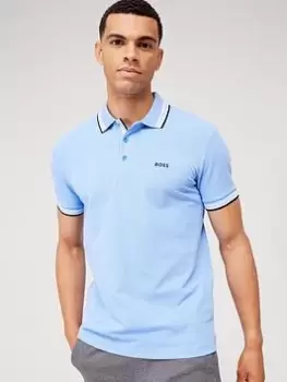 Image of BOSS Paddy Polo Shirt - Bright Blue, Bright Blue, Size L, Men