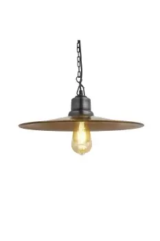 Image of Brooklyn Flat Pendant, 15 Inch, Brass, Pewter Chain Holder