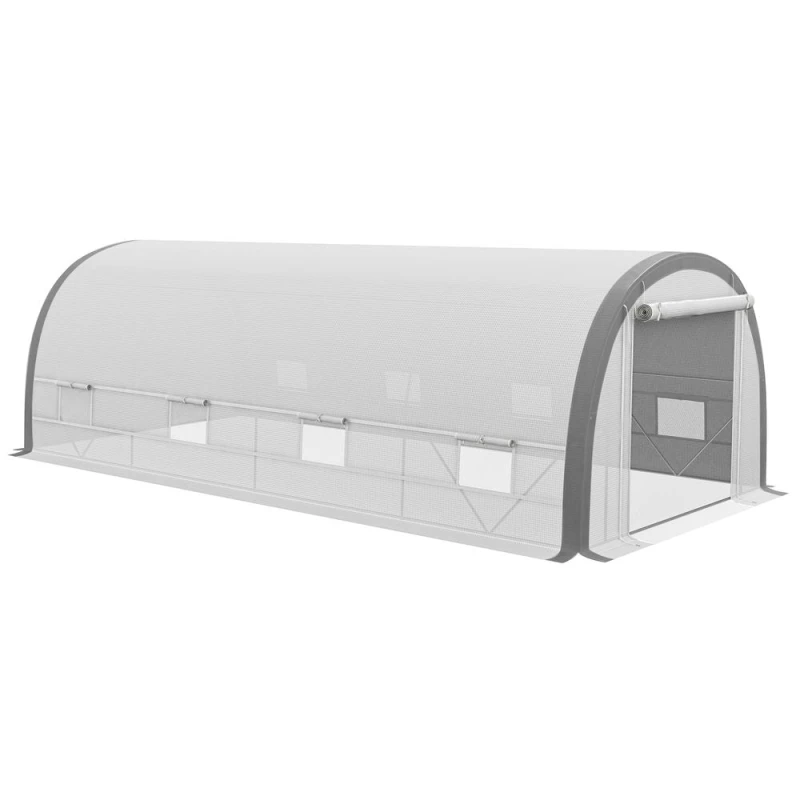 Image of Outsunny Walk-in Tunnel Greenhouse, Upgraded Structure, Mesh Door & Windows 845-921V00WT