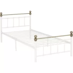 Image of Marlborough 3ft Single Bed Bed Frame in White and Antique Brass Finish