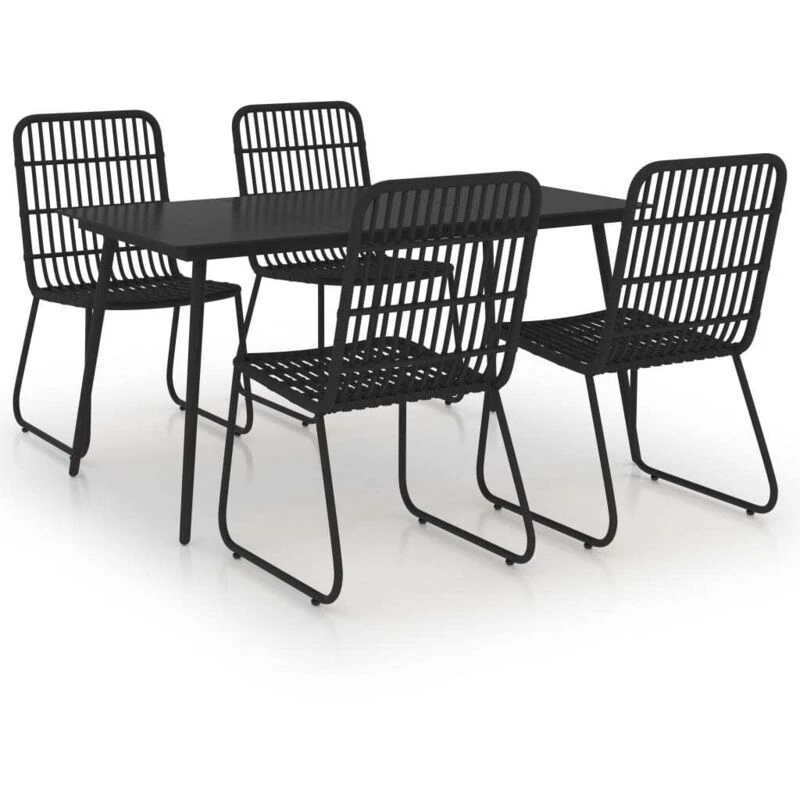 Image of VIDAXL 5 Piece Outdoor Dining Set Poly Rattan and Glass Vidaxl 8720286241677