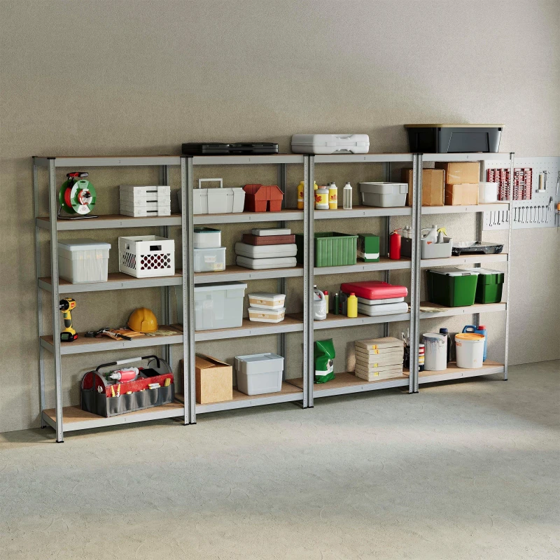 Image of Lassic 5 Tier Heavy Duty Large Garage Shelves - 4 Bay Galvanised unisex 5 Tier