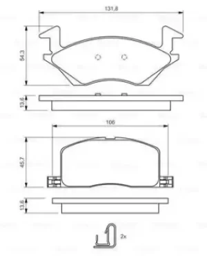 Image of Bosch 0986424264 BP127 Brake Pad Set Disc Brake Front Axle