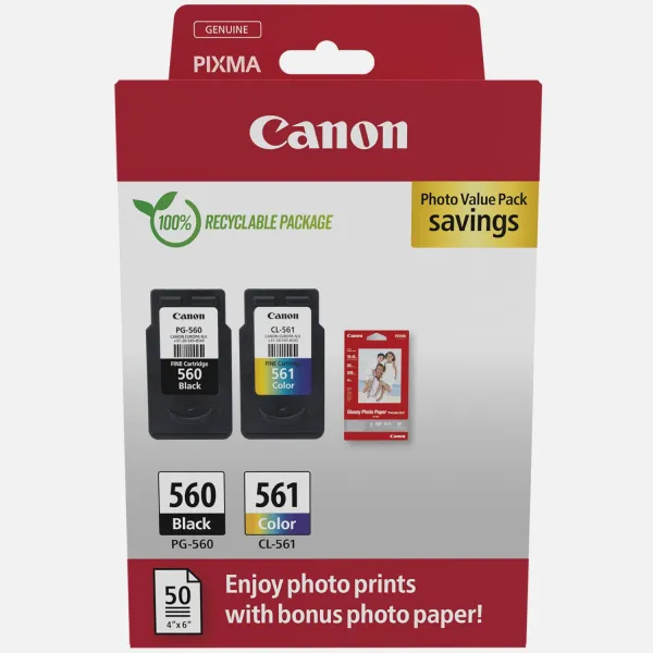 Image of Canon PG-560/CL-561 Ink Cartridge + Photo Paper Value Pack