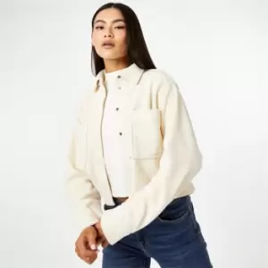 Image of Jack Wills Cropped Sherpa Shirt - Cream