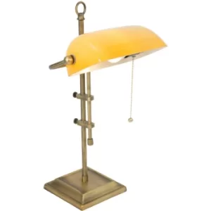Image of Sienna Ancilla Bankers Table Lamp Bronze Brushed, Glass Yellow Shiny