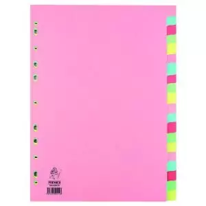Image of A4 Manilla Divider 20-Part Pink with Multi-Colour Tabs WX01517 WX01517