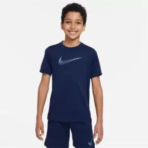 Image of Nike Dri-FIT Big Kids (Boys') Short-Sleeve Training Top - Blue