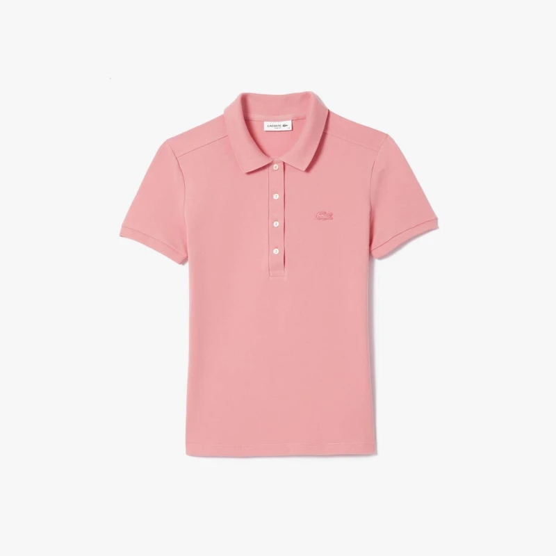 Image of Lacoste Slim-Fit Stretch Mini Piqu Polo Shirt Pink female 8