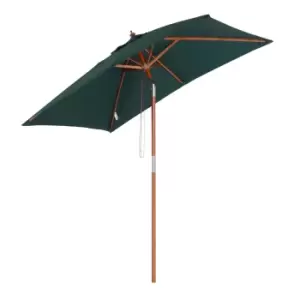 Image of Outsunny Wooden Patio Umbrella Market Parasol Outdoor Sunshade - Green