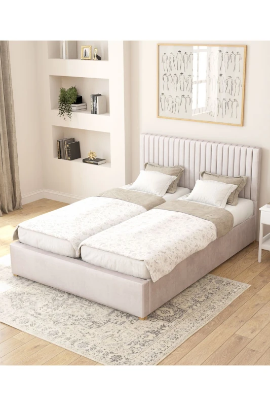 Image of Aspire Aspire Grant Electric Adjustable Bed Upholstered in Plush Velvet Fabric with Pocket Sprung Mattress UK Made in Light Grey Size: Single Light