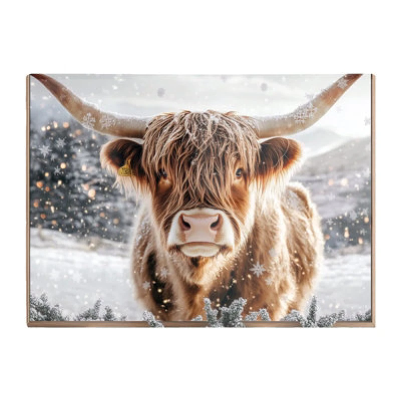 Image of Warren Reed Designer Wintery Highland Cow Chopping Board