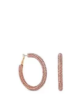 Image of Mood Mood Rose Gold Rose Peach Diamante Tube Hoop Earrings