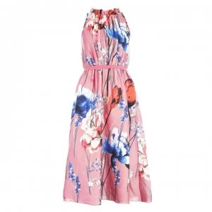 Image of Little Mistress Little Mistress Elva Floral Satin Midi Dress - MULTI