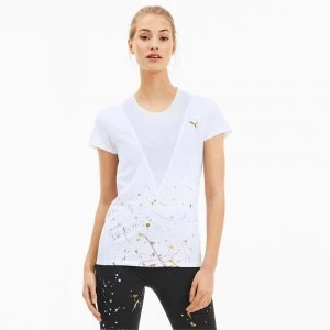 Image of PUMA Metal Splash Deep Womens Training T-Shirt, White, size Small, Clothing
