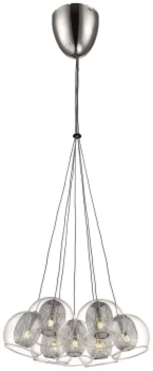 Image of Spring 7 Light Cluster Pendant Mesh Chrome, Clear, G4 Bulb