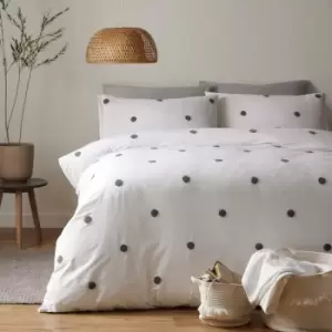 Image of Appletree Signature Dot Garden 100% Cotton Tufted Duvet Cover Set, Slate, Double