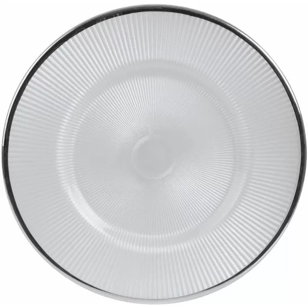 Image of Premier Housewares 27Cm Set Of 4 Embossed White Glass Diner Plate