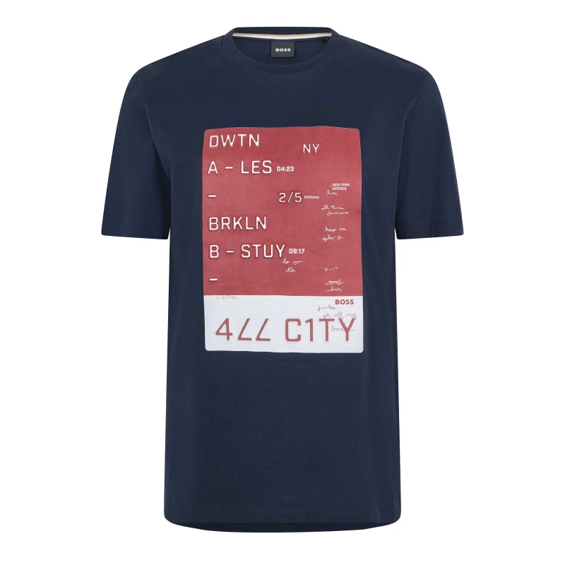 Image of Boss Mens Tiburt Short Sleeve T-Shirt Dark Blue male S