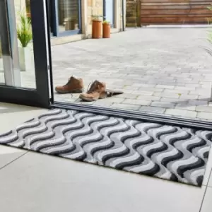 Image of JVL - solemate Hand Carved Wave Door Mat, 57 x 100 cm