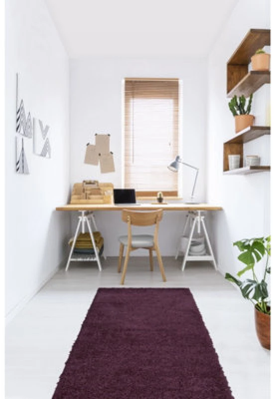 Image of Melrose Venus Shaggy Plum High Pile Runner Rug 067/200Cm