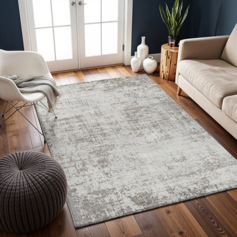 Image of Livabliss Abstract Modern Marble Medium Grey Alix Area Rug 200 X 275cm - Easy Care, Non Shedding, Ideal For Living Room & Bedroom