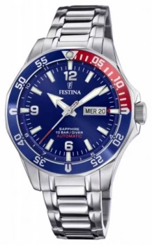 Image of Festina Mens Automatic Stainless Steel Bracelet Blue Watch