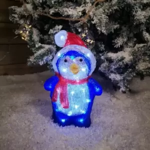 Image of 34cm LED Blue Cartoon Acrylic Penguin Christmas Decoration