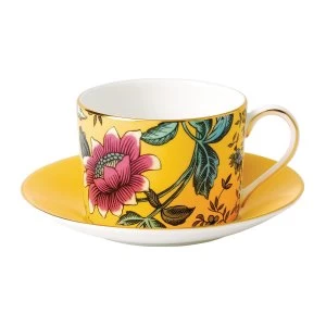 Image of Wedgwood Wonderlust Yellow Tonquin TeacupSaucer Yellow