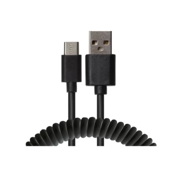 Image of Maplin USB-A to Micro USB-B Coiled Curly Cable Extending to 1.2m - Black