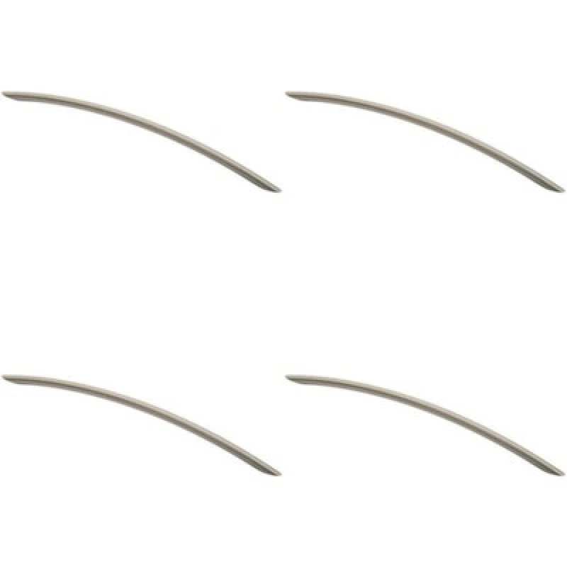 Image of Loops 4x Curved Bow Cabinet Pull Handle 338 x 10mm 288mm Fixing Centres Satin Nickel Metallics unisex