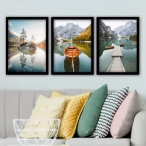 Image of 3SC18 Multicolor Decorative Framed Painting (3 Pieces)