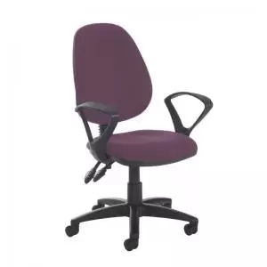 Image of Jota high back PCB operator chair with fixed arms - Bridgetown Purple