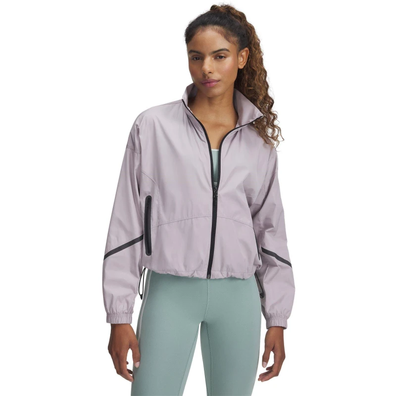 Image of Under Armour Womens Woven Sheen Performance Training Jacket Gray female 12 (M)