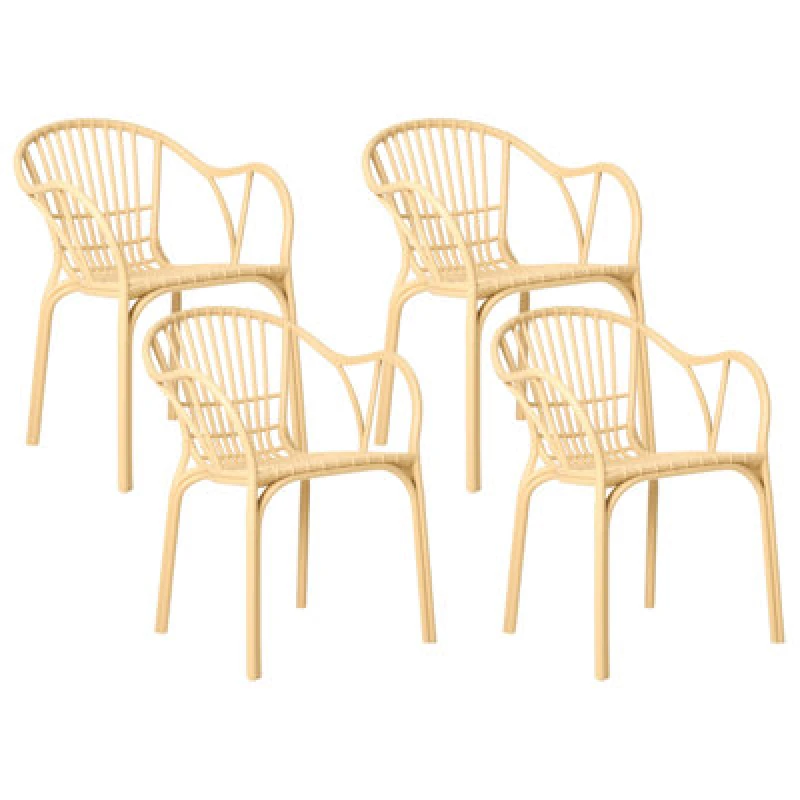 Image of Beliani Set Of 4 Garden Chairs Andora Beige