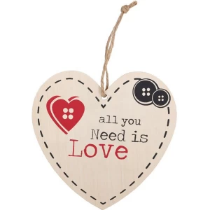 Image of All You Need Is Love Hanging Heart Sign
