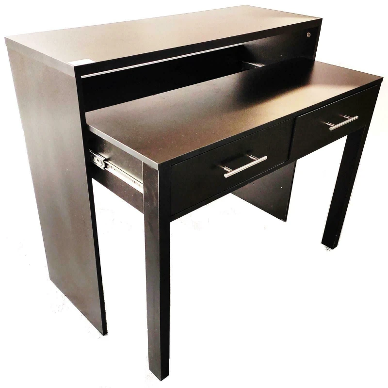 Image of Gr8 Home Extending Computer Desk with 2 Drawers Console Dressing Table Black