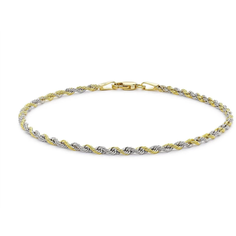 Image of Be You 9ct Gold 2-Tone Rope Bracelet Gold female 7.5inch