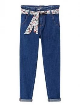 Image of Mango Girls Paperbag Waist Jeans - Blue
