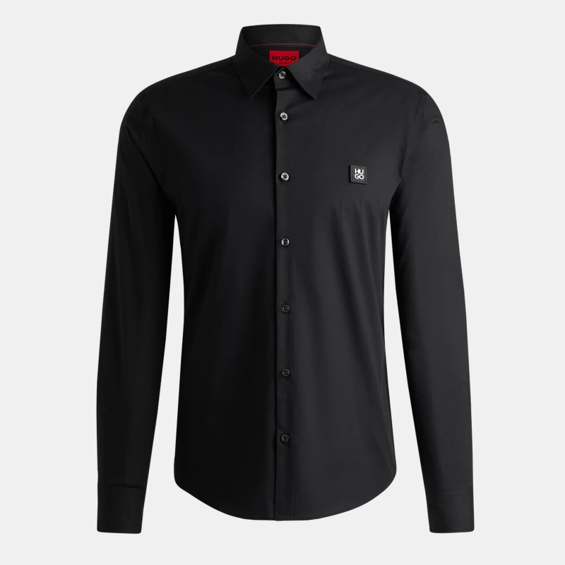 Image of HUGO Slim-Fit Logo Shirt - Black M