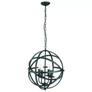 Image of Orbit 4 Light Spherical Cage Ceiling Pendant Matt Black, E14